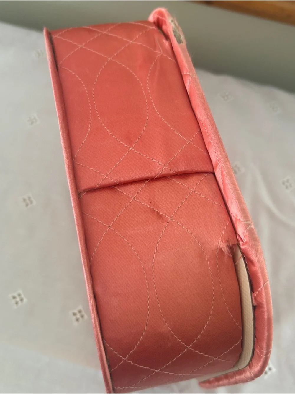 Vintage Jay Hawk NY Coral Pink Satin Vanity Boxes Set of 3 Dream House